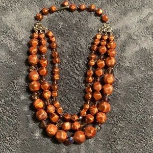 🌹Triple strung butterscotch chunky beaded necklace